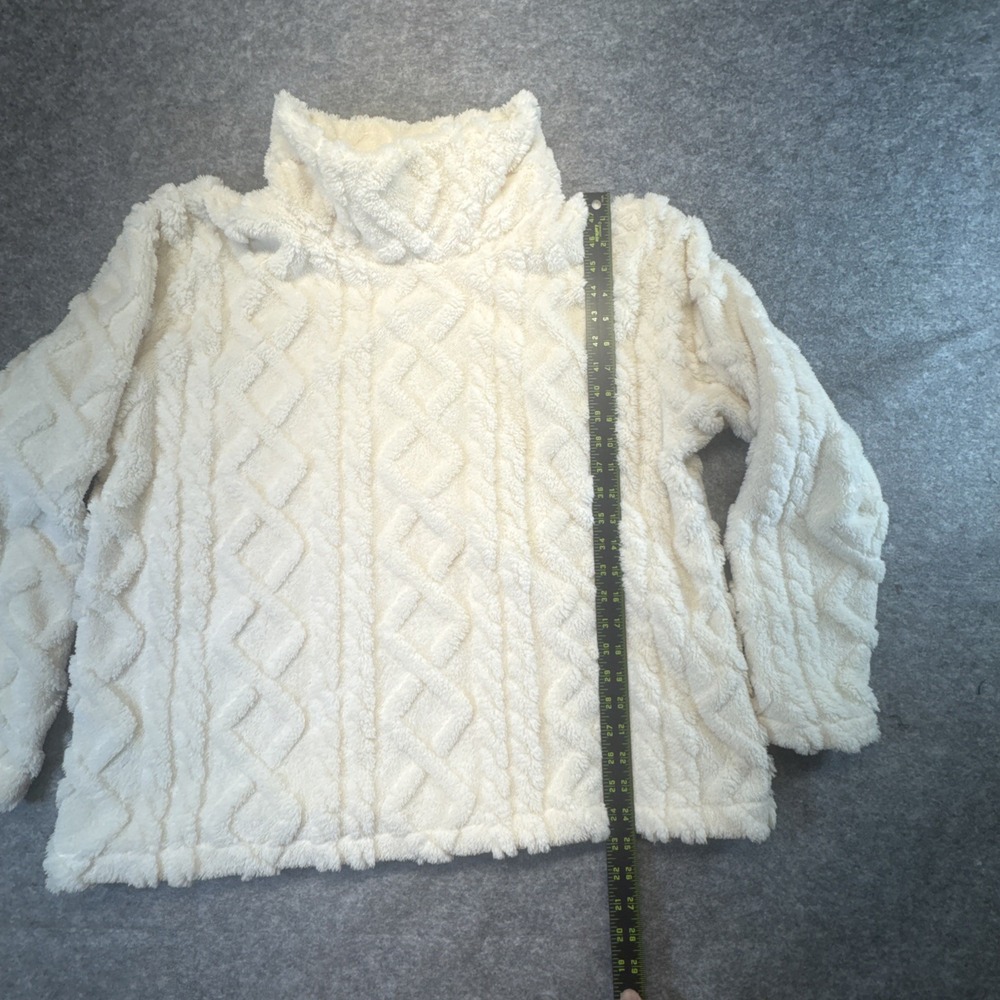 Eddie Bauer Womens Ultrasoft Cable Fleece Pullover Ivory XL 1905755 - Picture 2 of 9